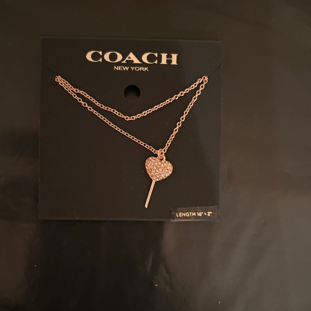 Coach Gold Heart Lollipop Necklace 16 inches long